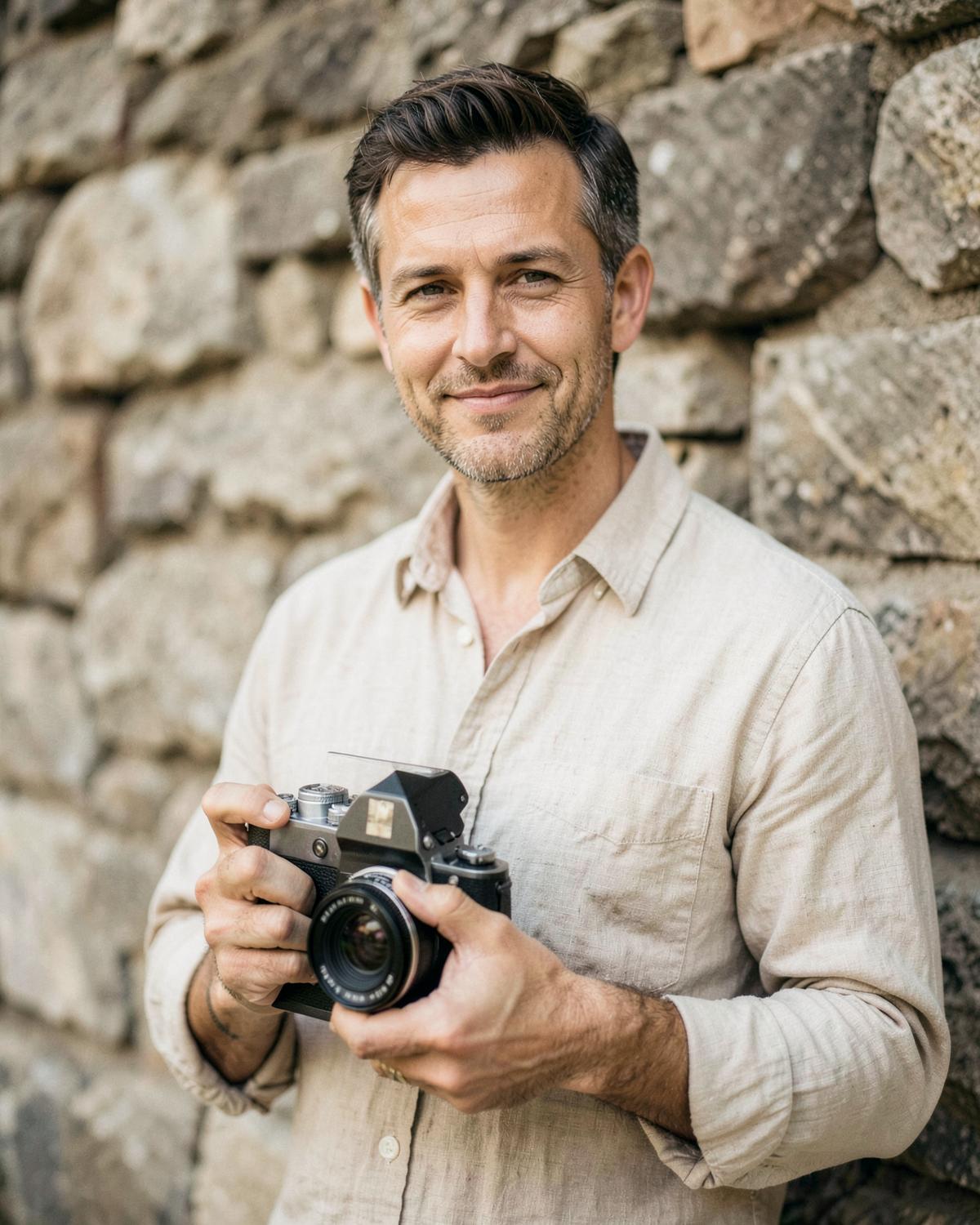 Portrait de Jesse, photographe de Focus Photographie, appareil à la main